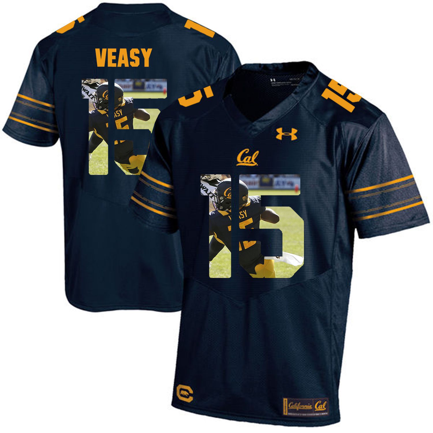 Men California Golden Bears #15 Jordan Veasy Dark blue Customized NCAA Jerseys1